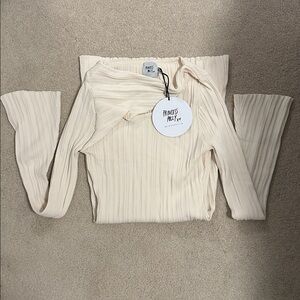 Princess Polly Beige Ribbed Long Sleeve Top